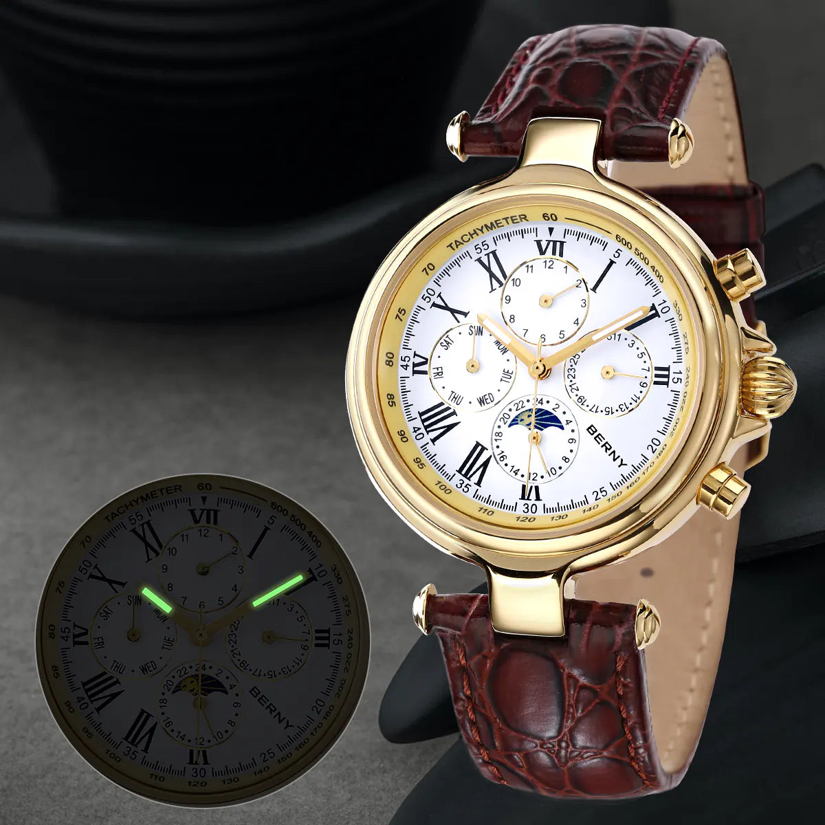 Men Automatic Full Calendar Watch-AM7042M-A