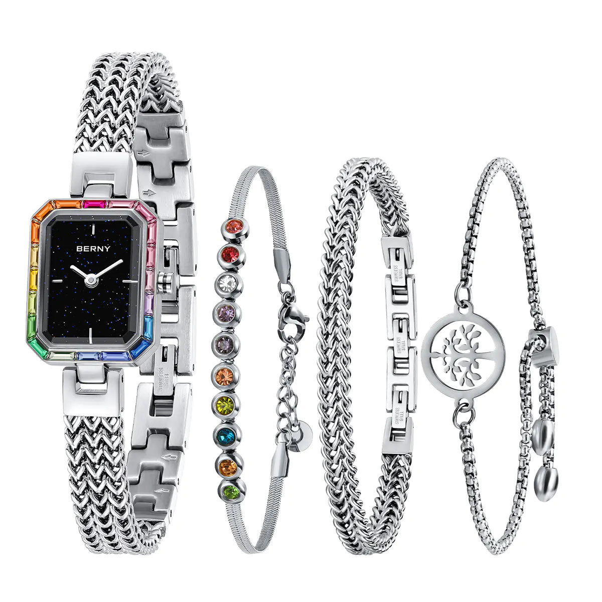 2923L-A with silver case and band and night sky dial