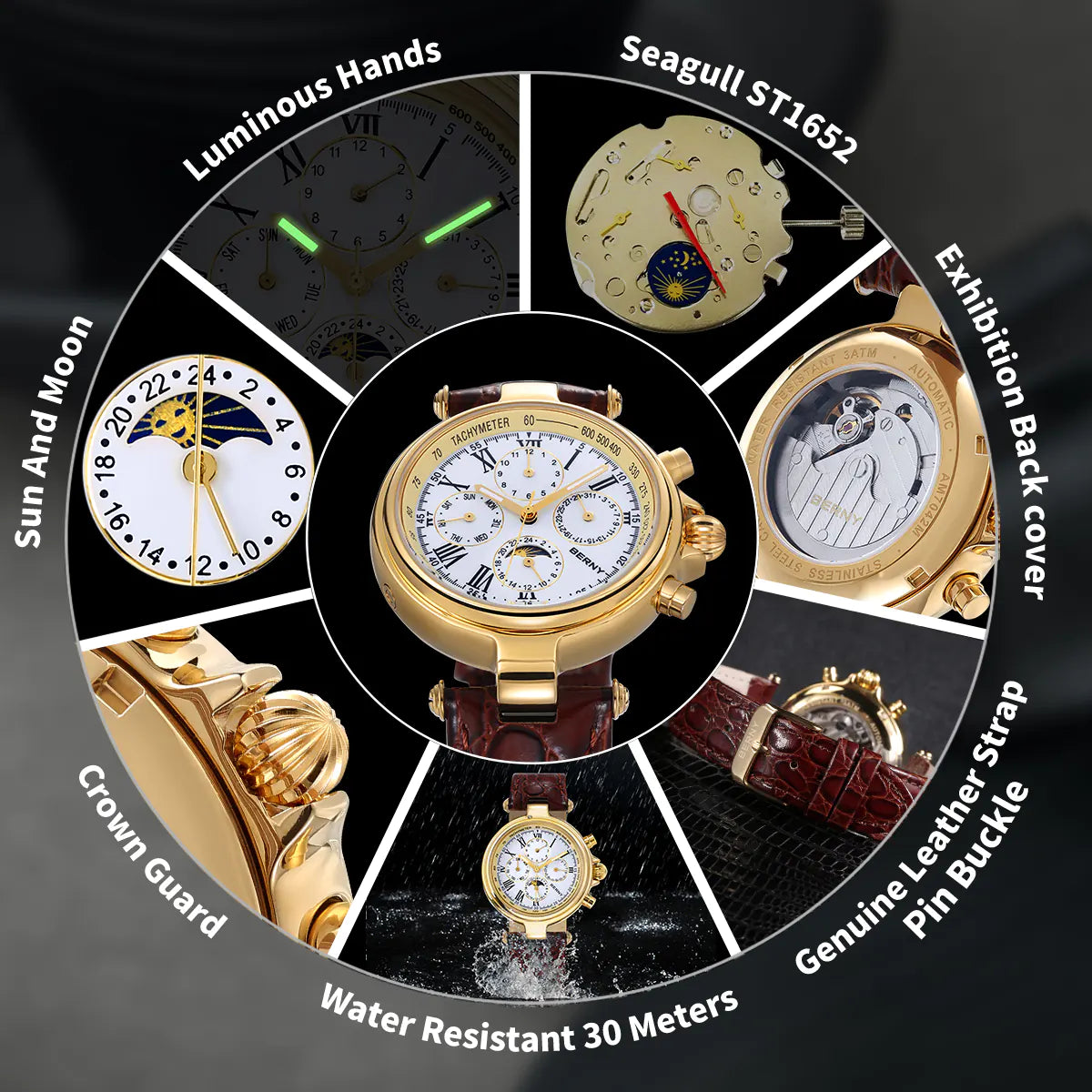 Men Automatic Full Calendar Watch-AM7042M-YE