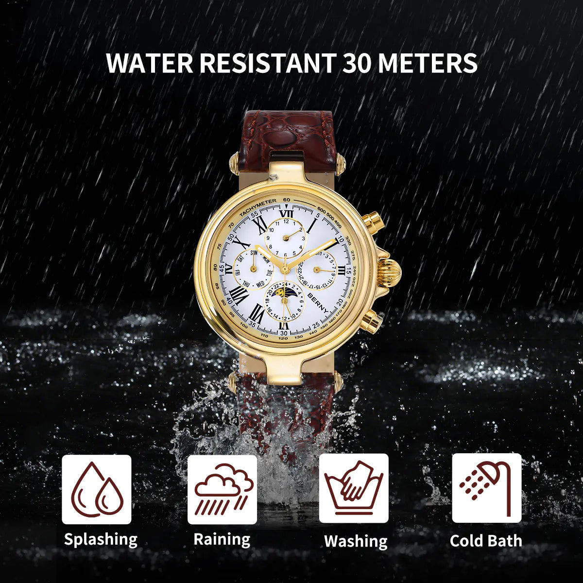Men Automatic Full Calendar Watch-AM7042M-YE