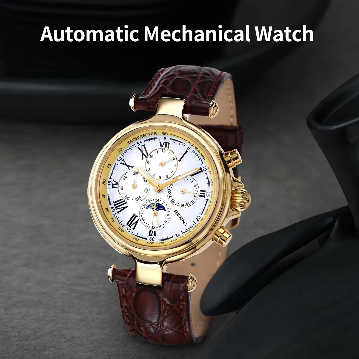 Men Automatic Full Calendar Watch-AM7042M-YE