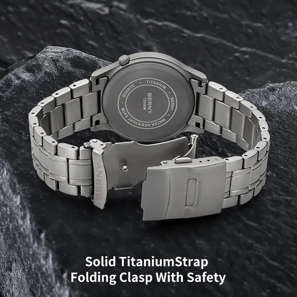 solid titanium strap with folding clasp with safety