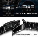FINE-ADJUSTMENT CLASP; 100% solid Stainless Steel Strap With 2in1 Flat & Curved Ends