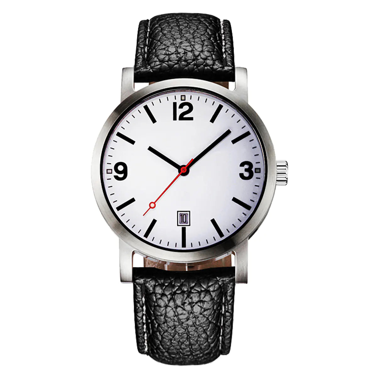 AM038M-B2 | Without Logo | Stainless Steel Case | White Dial | Black Leather Strap