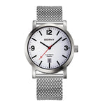 AM038MS-B | BERNY Logo | Stainless Steel Case | White Dial | Adjustable Metal Strap