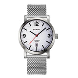 AM038MS-B | BERNY Logo | Stainless Steel Case | White Dial | Adjustable Metal Strap