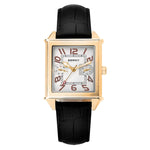 BERNY-2641M-Y-B | Golden Rectangular Stainless Steel Case | White Dial | Black Genuine Leather strap