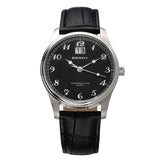 BERNY-2702M-A | Stainless Steel Case | Black Dial | Black Leather Strap