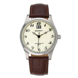 BERNY-2702M-YE | Stainless Steel Case | Cheese Dial | Brown Leather Strap