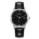 BERNY-AM012M-A | Stainless Steel Case | Black Dial | Black Leather Strap
