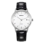 BERNY-Men Watch-AM012M-B | Stainless Steel Case | White Dial | Black Leather Strap