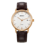 BERNY-AM012M-RG | Rose Gold Stainless Steel Case | White Dial | Brown Leather Strap