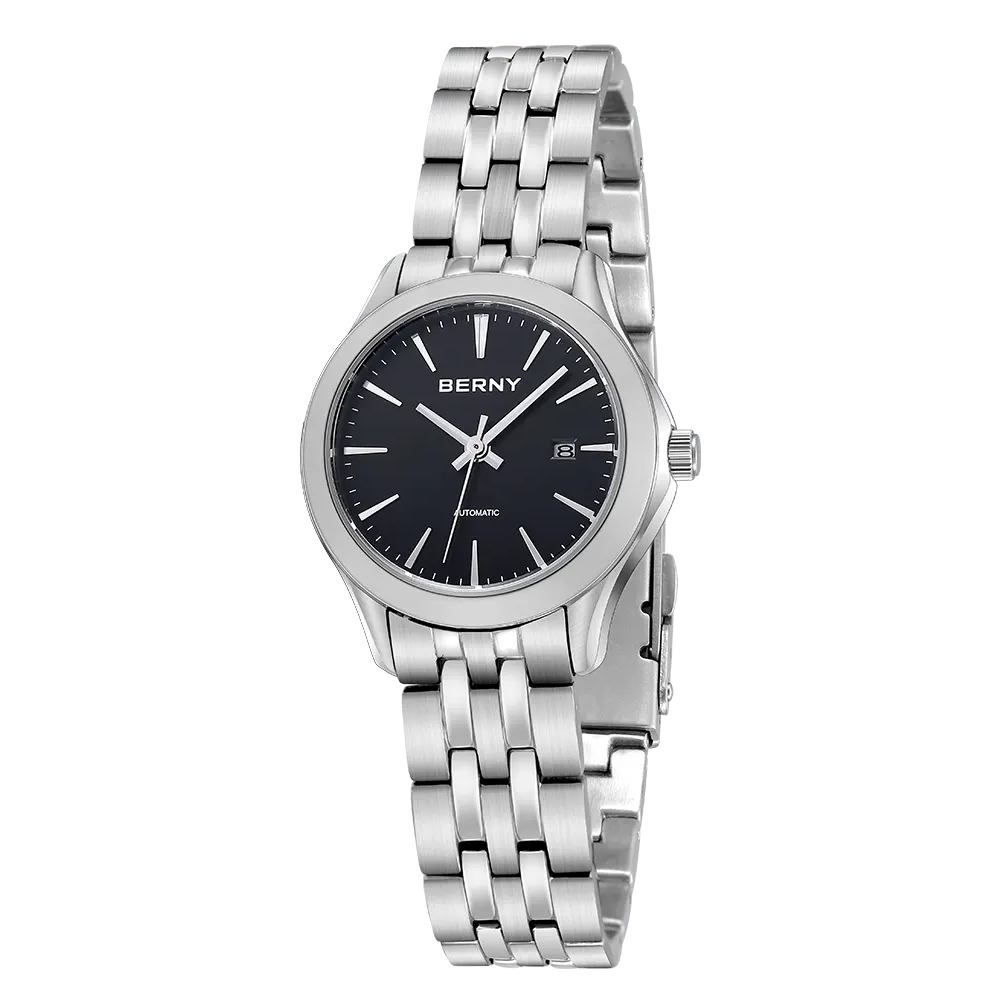 BERNY-AM013VL-A | Stainless Steel Case | Black Dial | Stainless Steel Strap