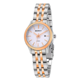 BERNY-AM013VL-SRG | Stainless Steel Case | Rose Gold Bezel | White Dial | Rose Gold Indices | Two-tone Rose Gold Stainless Steel Strap