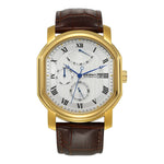 BERNY-AM050M-YE | Golden Stainless Steel Case | White Geneva Waves Dial | Brown Genuine Leather Strap