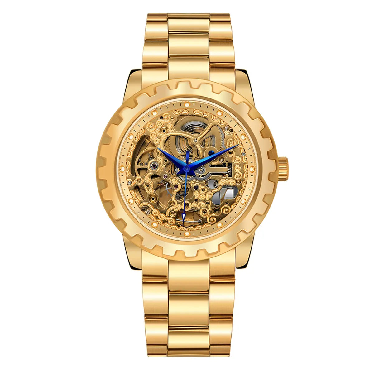 BERNY-AM7018M-G-Y | Men Watch | Golden Stainless Steel Case | Golden Skeleton | Golden Stainless Steel Strap
