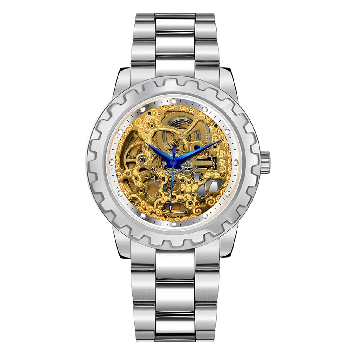 BERNY-AM7018M-G | Stainless Steel Case | Golden Skeleton | Stainless Steel Strap