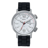 BERNY-AM7081M-A | Stainless Steel Case | White 3D Dial | Black Silicone Strap