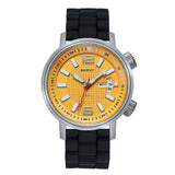BERNY-AM7081M-YE | Stainless Steel Case | Yellow 3D Dial | Black Silicone Strap