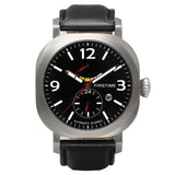 BERNY-Men Automatic Diver Watch-AM7083M | Stainless Steel Case | Black Dial | Black Genuine Leather Strap