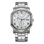 BERNY-Men Automatic Dress Watch-AM050MS-B | Stainless Steel Case | White Geneva Waves Dial | Solid Stainless Steel Strap