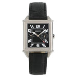 BERNY-Men Quartz Tank Square Watch-2641M-A | Stainless Steel Case | Black Dial | Black Genuine Leather strap