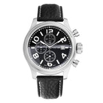 BERNY-Men Quartz Watch-2248M-A | Stainless Steel Case | Black Dial | White Indices | Black Genuine Leather strap
