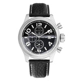BERNY-Men Quartz Watch-2248M-A | Stainless Steel Case | Black Dial | White Indices | Black Genuine Leather strap