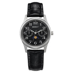 BERNY 2190L-A | Stainless Steel Case | Black Dial | Black Leather Strap