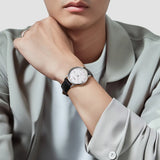 Man Wearing AM012M-B With Geniune Leather Strap