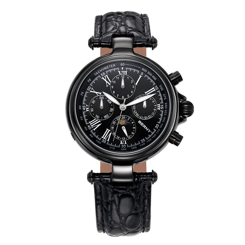 Men Automatic Full Calendar Watch-AM7042M-A Black