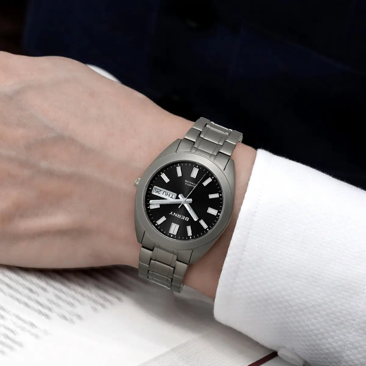 BERNY-Men Quartz Titanium Dress Watch-T2567MS