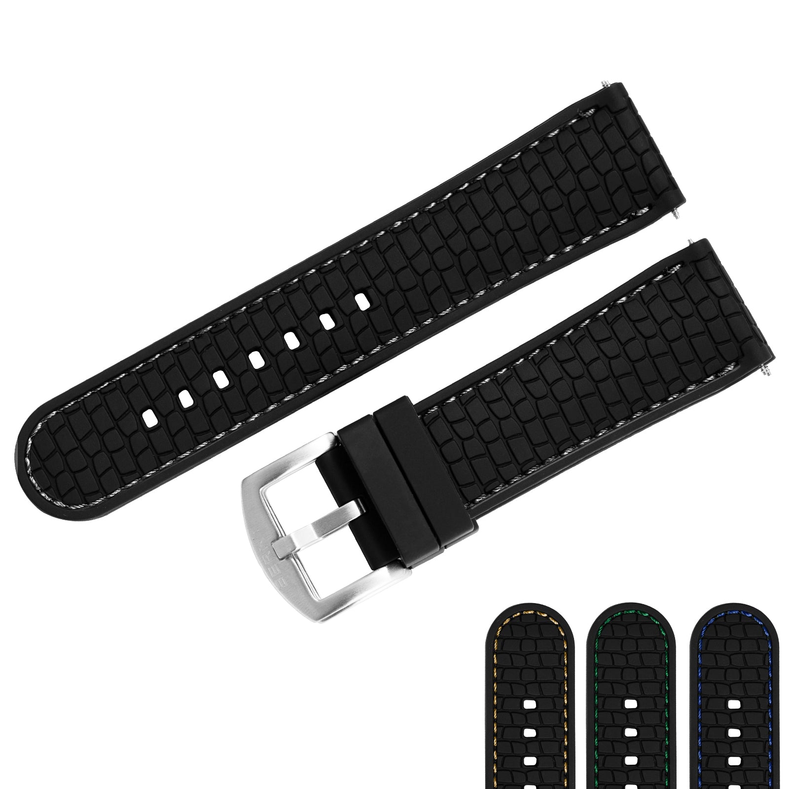 Silicone Tire texture Stitched Watch Strap