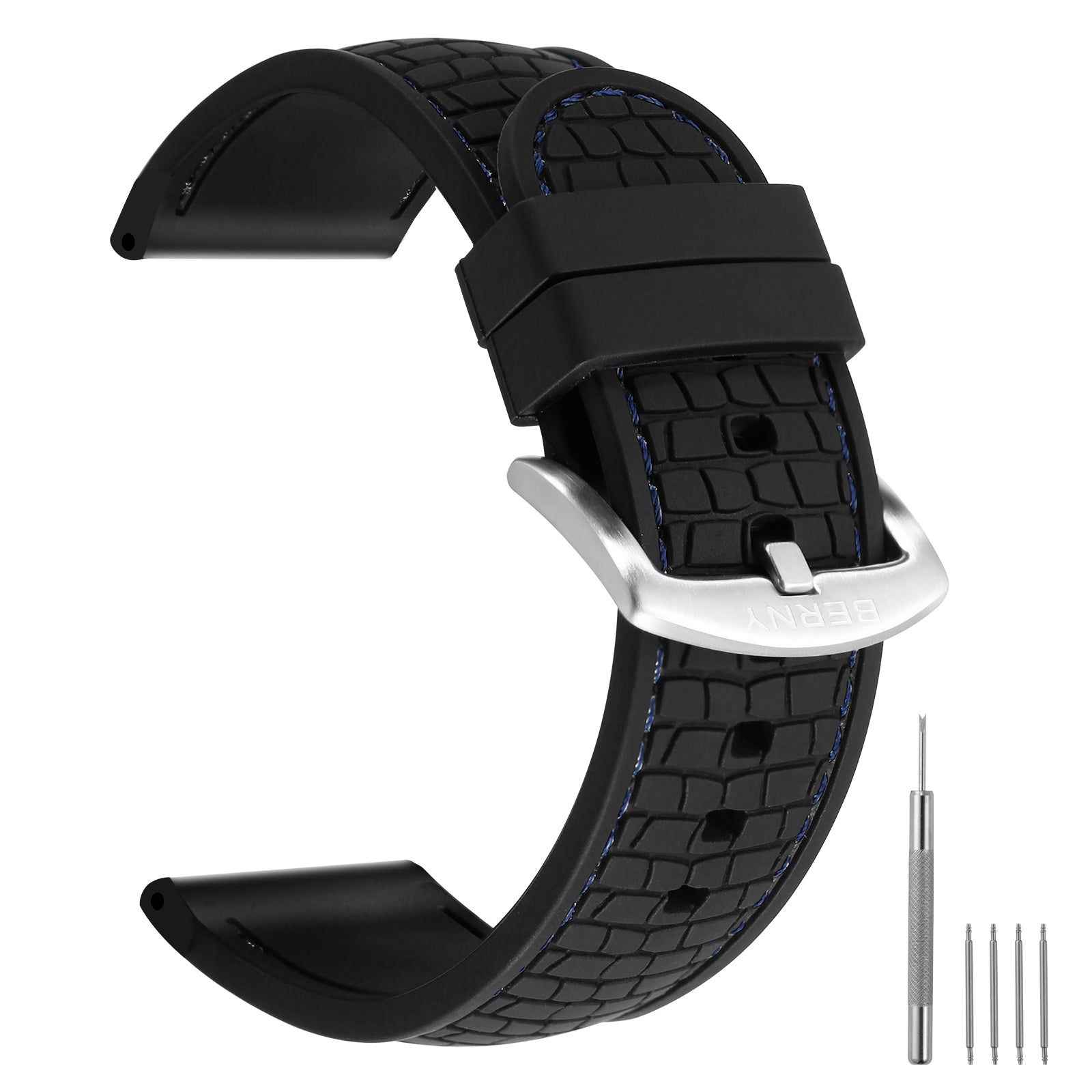 Silicone Tire texture Stitched Watch Strap