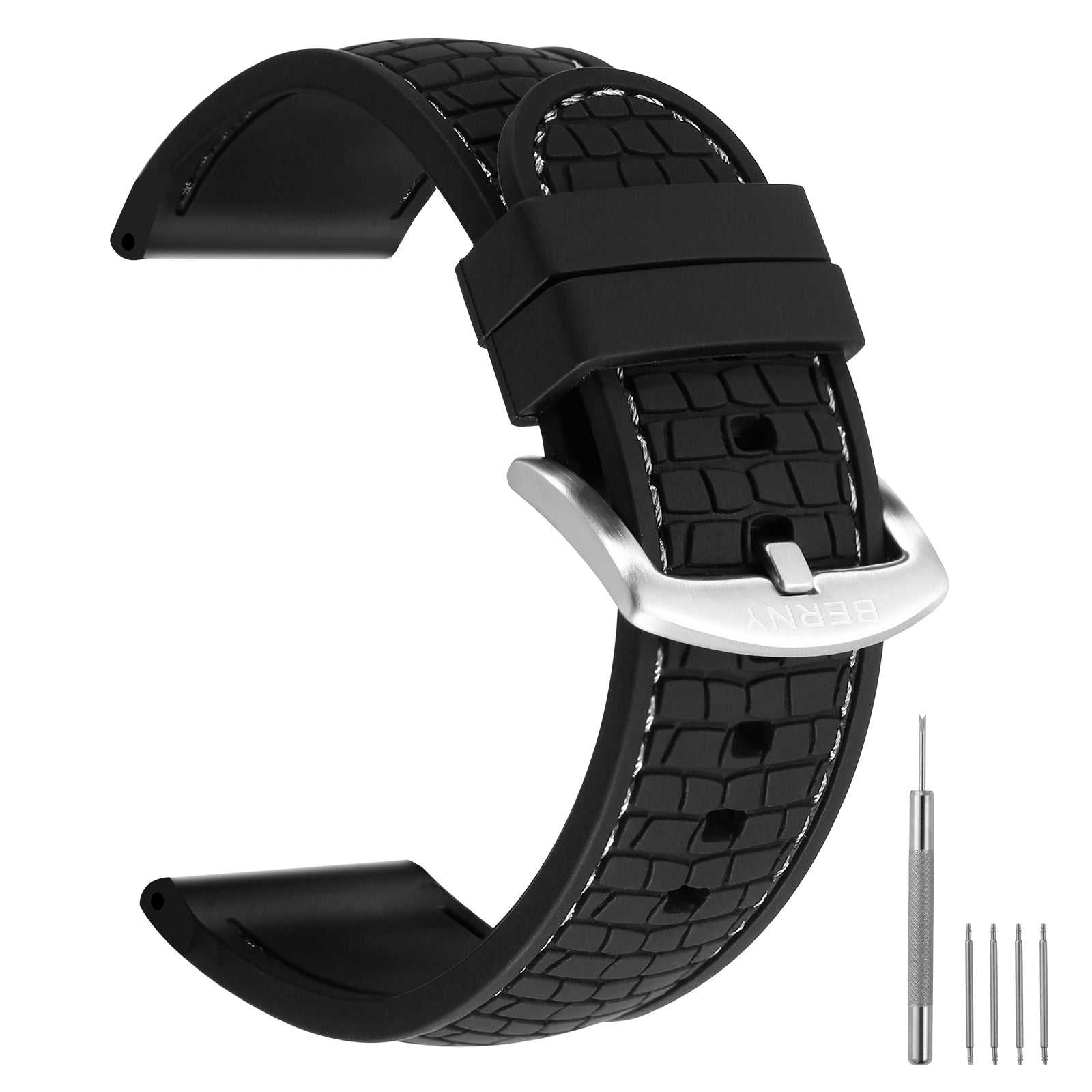 Silicone Tire texture Stitched Watch Strap