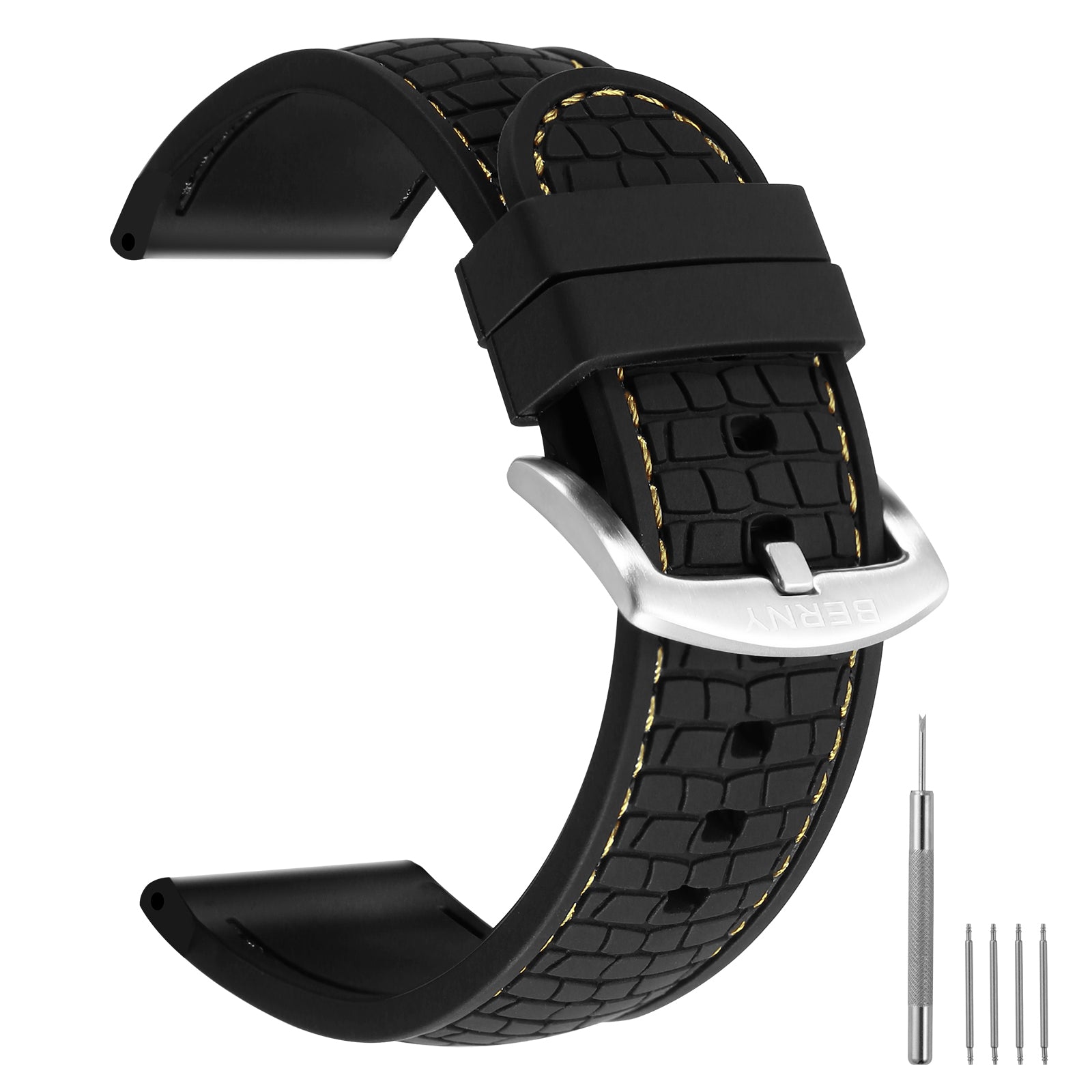 Silicone Tire texture Stitched Watch Strap