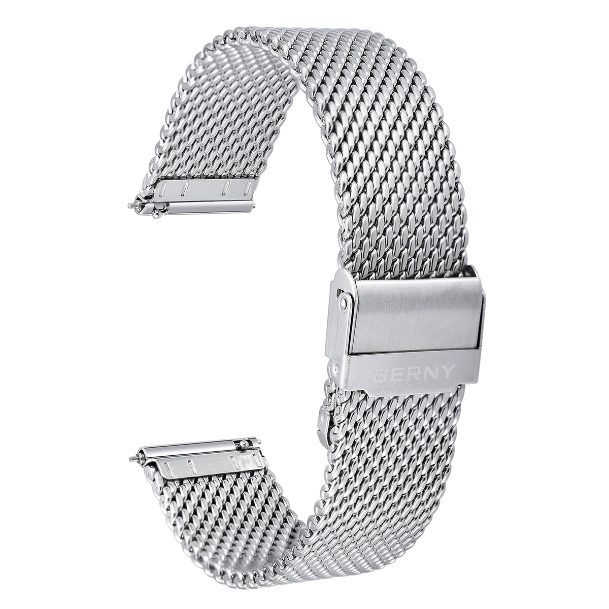 Correa de reloj de malla de liberación rápida de acero inoxidable Berny-Plata