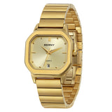 BERNY-Herren Quarz Quadrat Gold Uhr-2934 