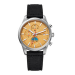 BERNY 2826M Chronograph Watch for man with Yellow Dial, Black Nylon Strap, Stainless Steel Case, Date Window