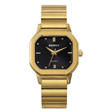 BERNY-Herren Quarz Quadrat Gold Uhr-2934 