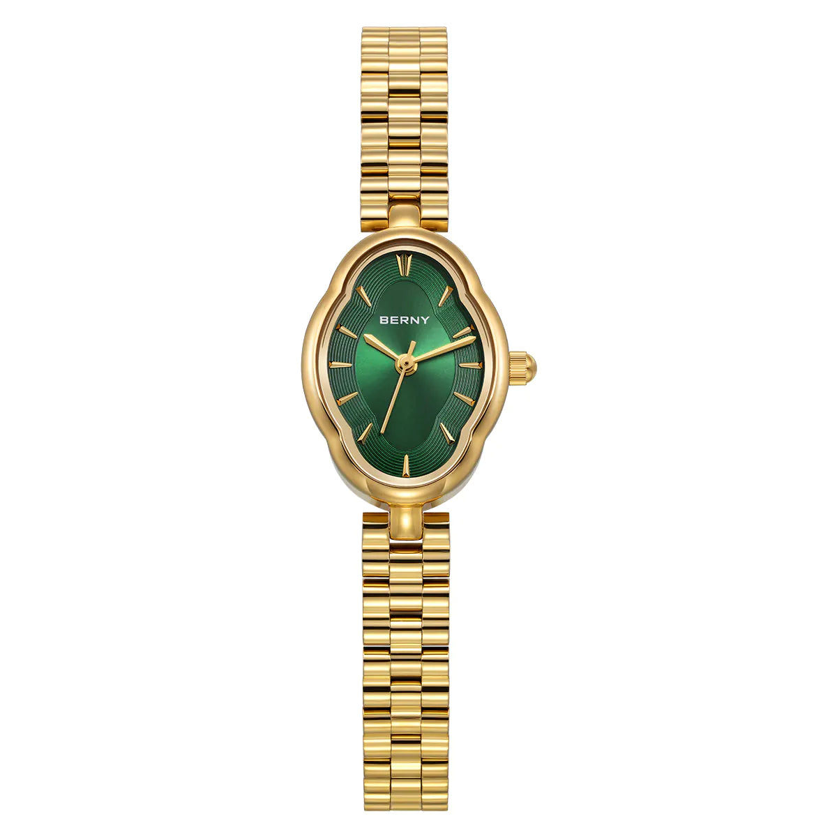 BERNY-Damen Quarz Tonneau Gold Uhr-2146L 
