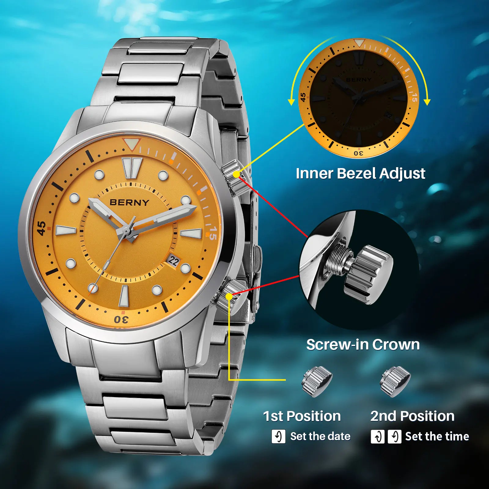 Compressor Stylewatch BERNY-Men Automatic Compressor-style Diver Watch V5-AM539MS – BERNY ...