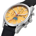 BERNY 2826M Chronograph Wristwatch with detailed yellow stopwatch subdials, 3 o'clock date window