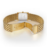 Berny-Reloj de oro cuadrado de cuarzo para mujer-2166L