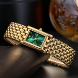 Berny-Reloj de oro cuadrado de cuarzo para mujer-2166L