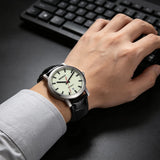 BERNY - Herren-Automatikuhr mit Vollleuchtfunktion, Eisenbahneruhr V4-AM158M 