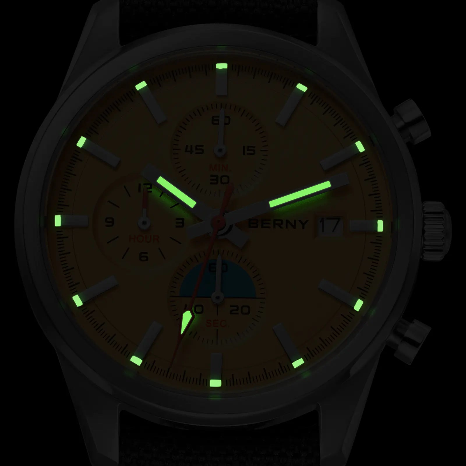 BERNY Men's Luminous Chronograph Watch 2826M