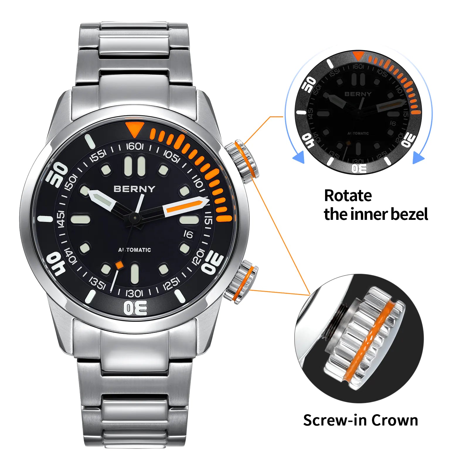 Compressor Stylewatch BERNY-Men Automatic Compressor-style Diver Watch V3-AM339MS – BERNY ...