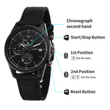 BERNY-Men Quartz Black Chronograph Watch-2826M-BLK