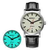 BERNY - Herren-Automatikuhr mit Vollleuchtfunktion, Eisenbahneruhr V4-AM158M 